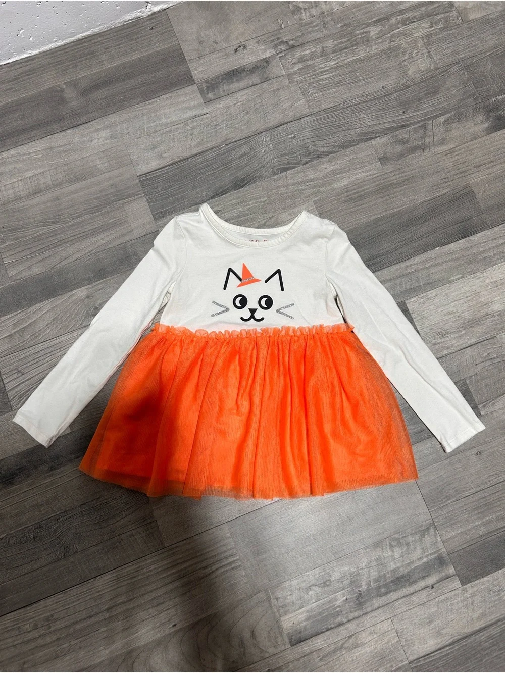 Cat & Jack Halloween Witch Cat Long Sleeve Tulle Top 5T